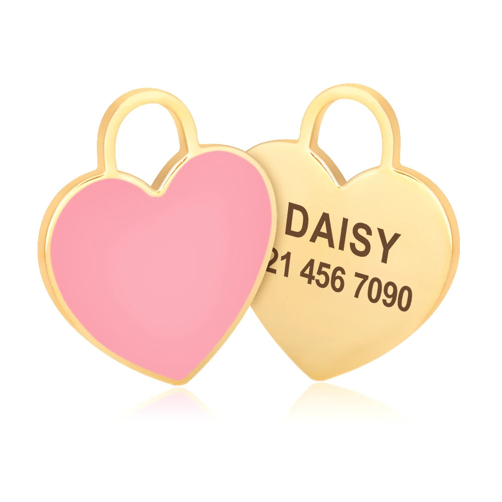 Personalized Dog ID Tag Cute Heart Shape Kitten Puppy Tags Engraved Name Plate Pendant Anti-lost For Dogs Cats Pet Accessories
