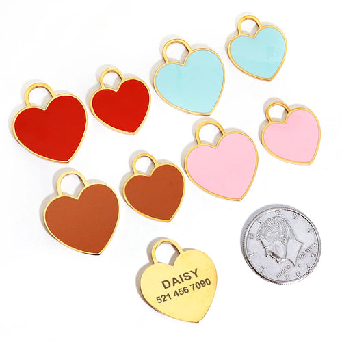 Personalized Dog ID Tag Cute Heart Shape Kitten Puppy Tags Engraved Name Plate Pendant Anti-lost For Dogs Cats Pet Accessories