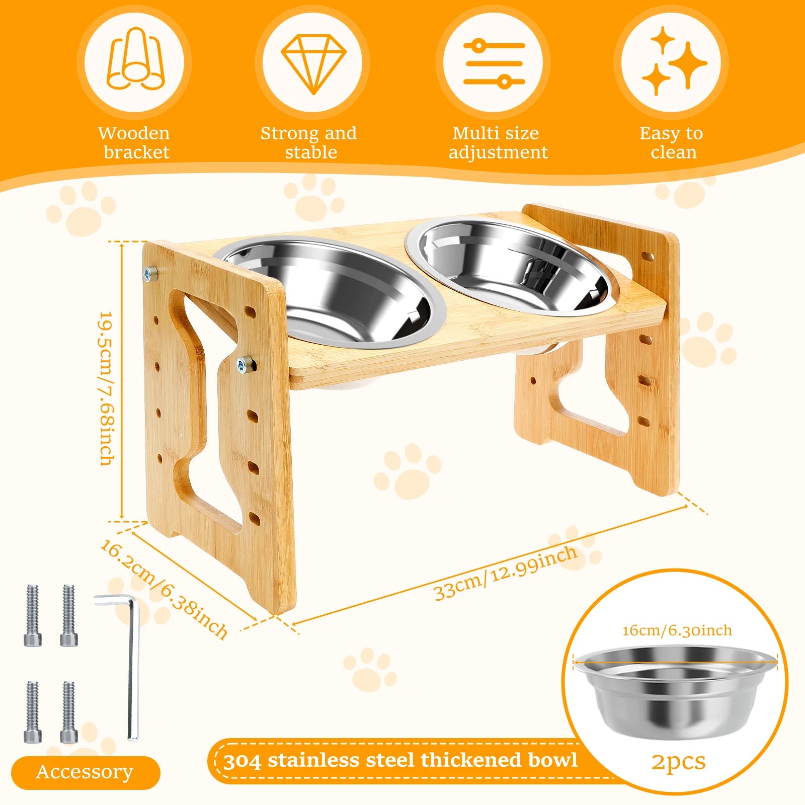 Elevated Dog Bowl Stand — Adjustable Height Feeder
