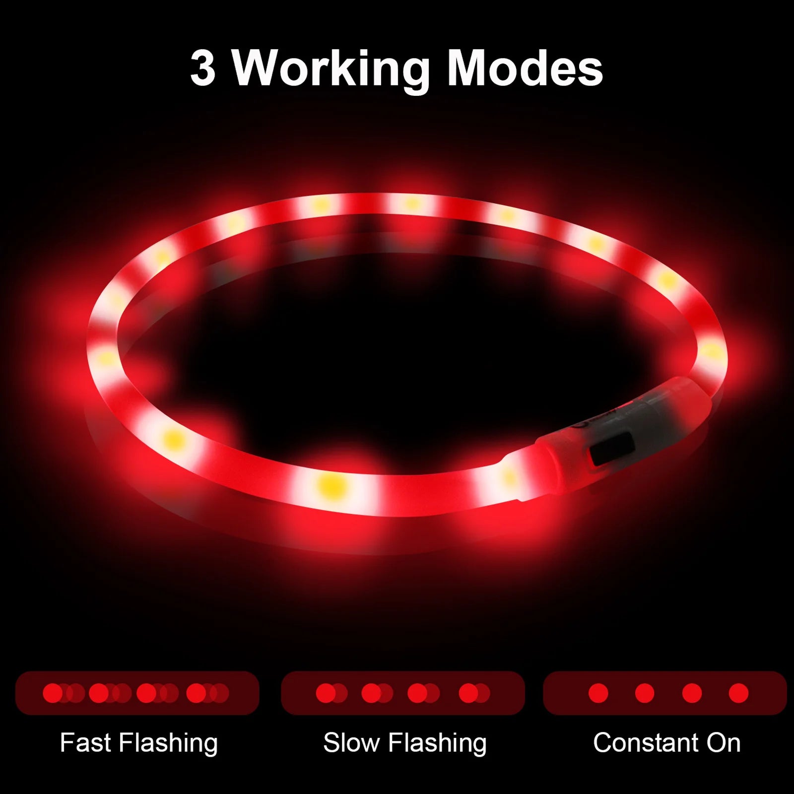 LED Light-Up Dog Collar — USB Rechargeable Night Safety