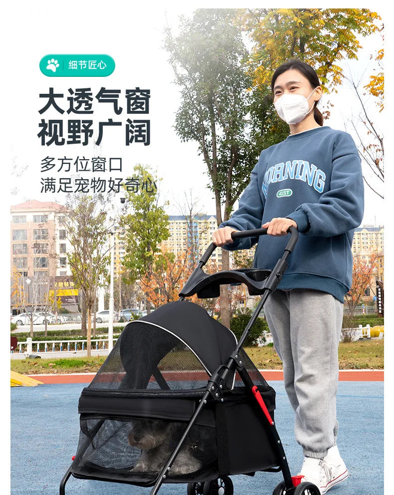 Foldable Pet Stroller — Comfortable Dog & Cat Pram