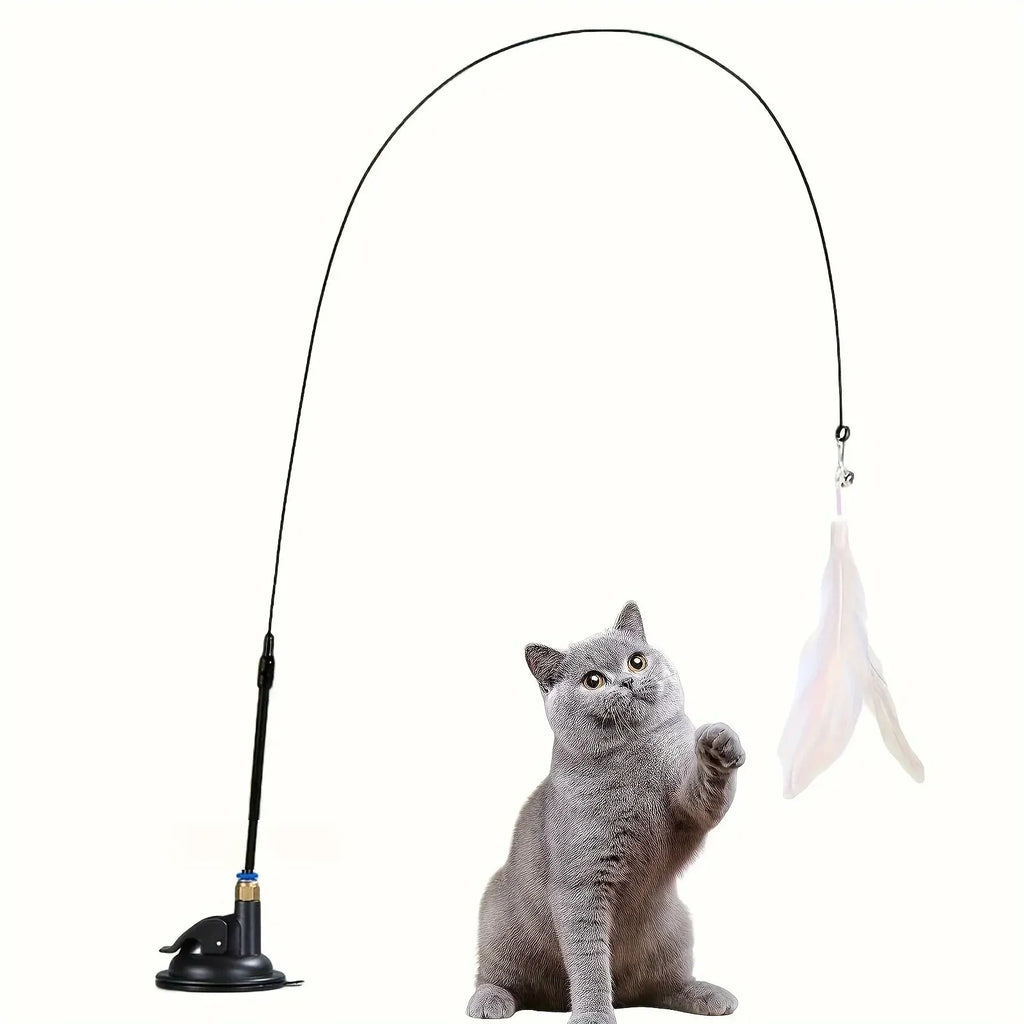 Interactive Cat Toy — Feather Wand & Suction Cup