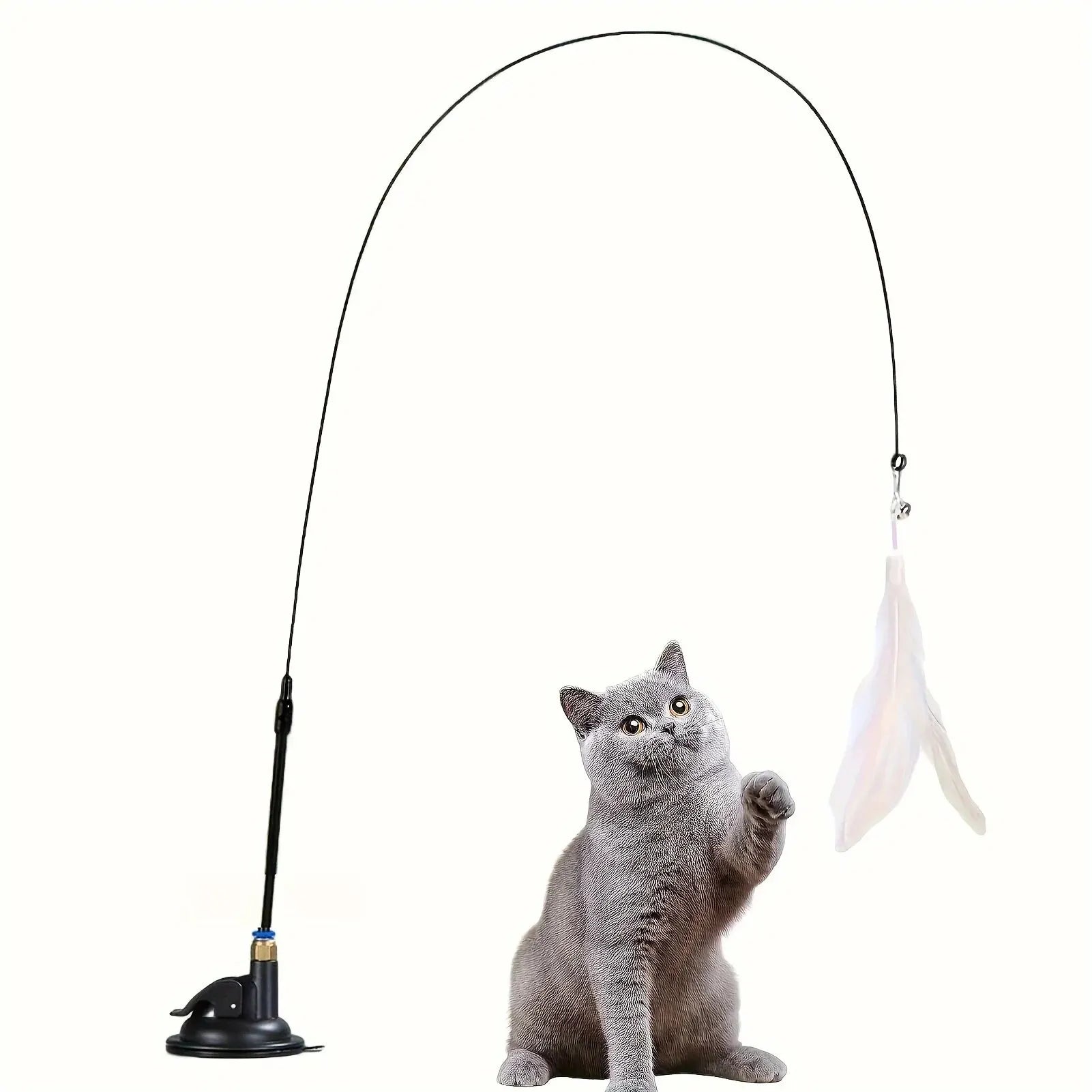Interactive Cat Toy — Feather Wand & Suction Cup
