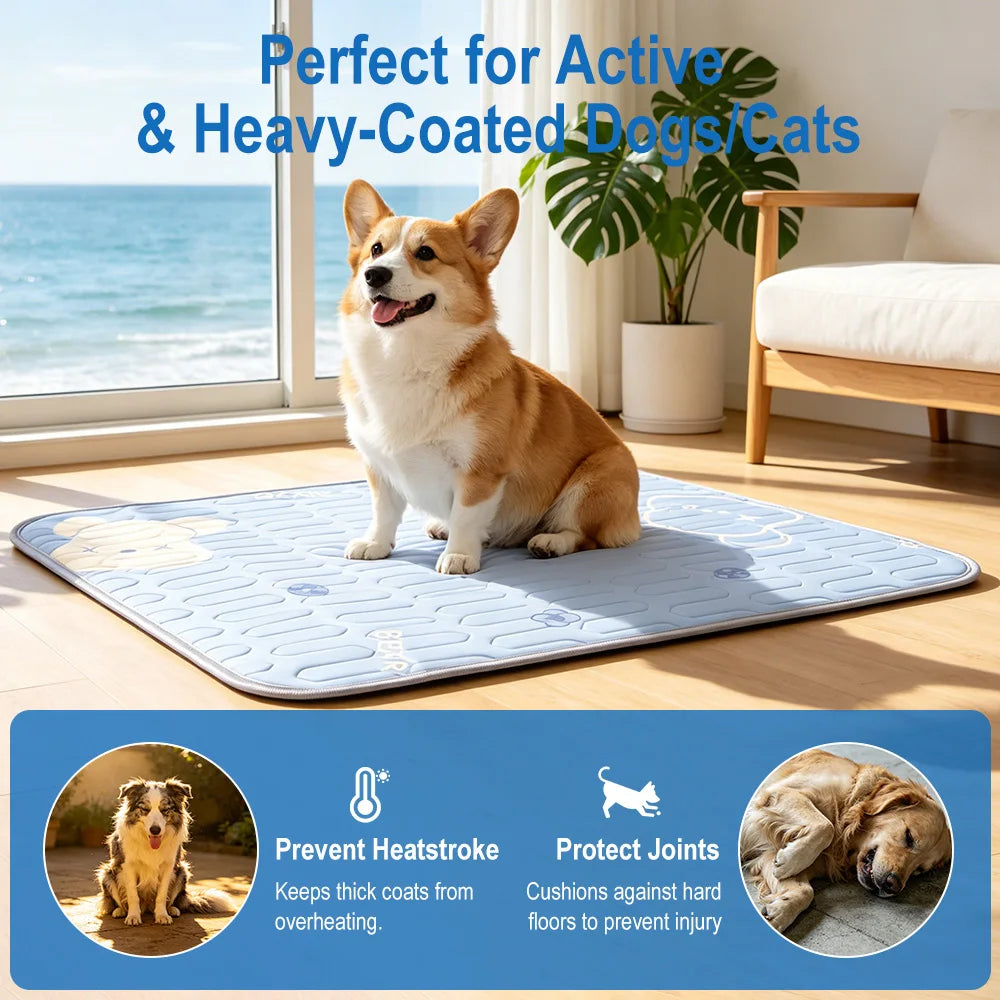 Cooling Mat for Dogs & Cats — Pressure-Activated Gel