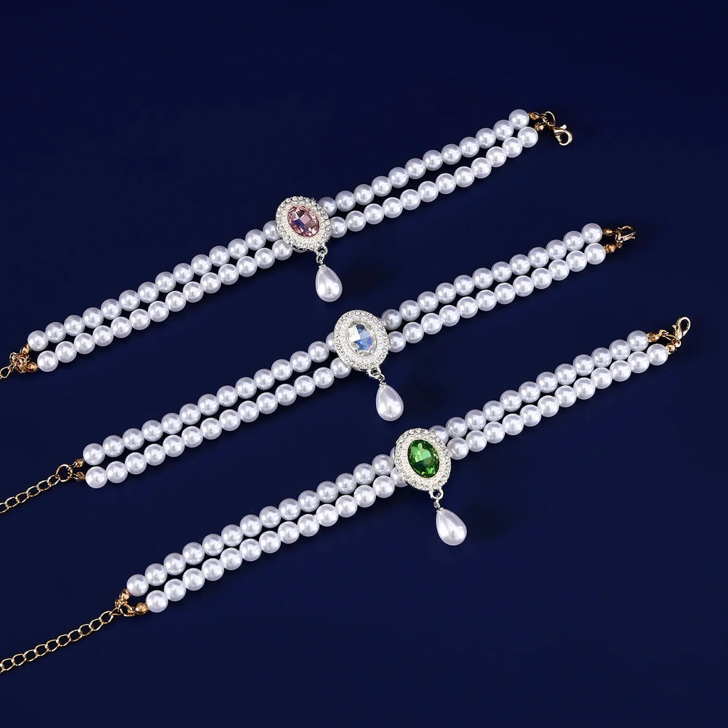 Luxury Pearl & Crystal Pet Collar — Elegant Dog & Cat