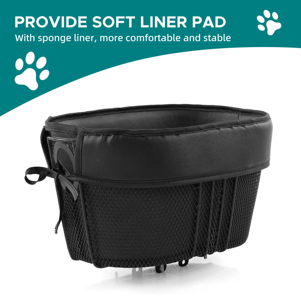 Bike Basket for Dogs & Cats — Secure Padded Carrier