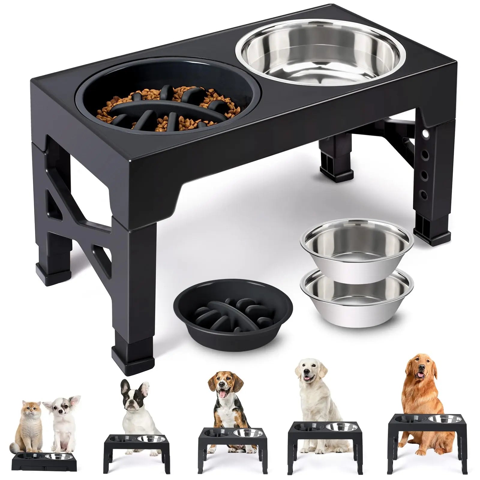 Elevated Dog Bowl Stand — Adjustable Height Feeder