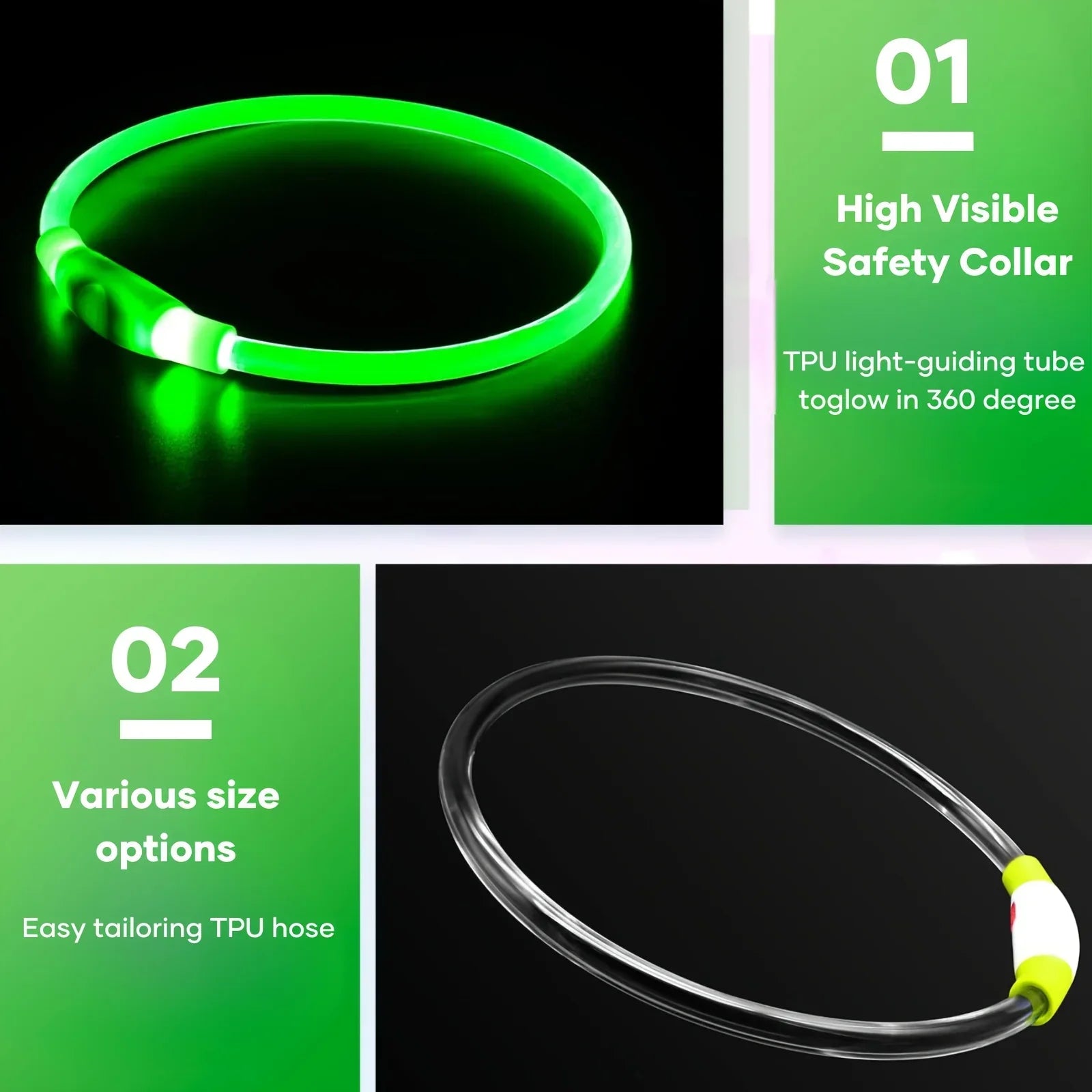 LED Light-Up Dog Collar — USB Rechargeable Night Safety