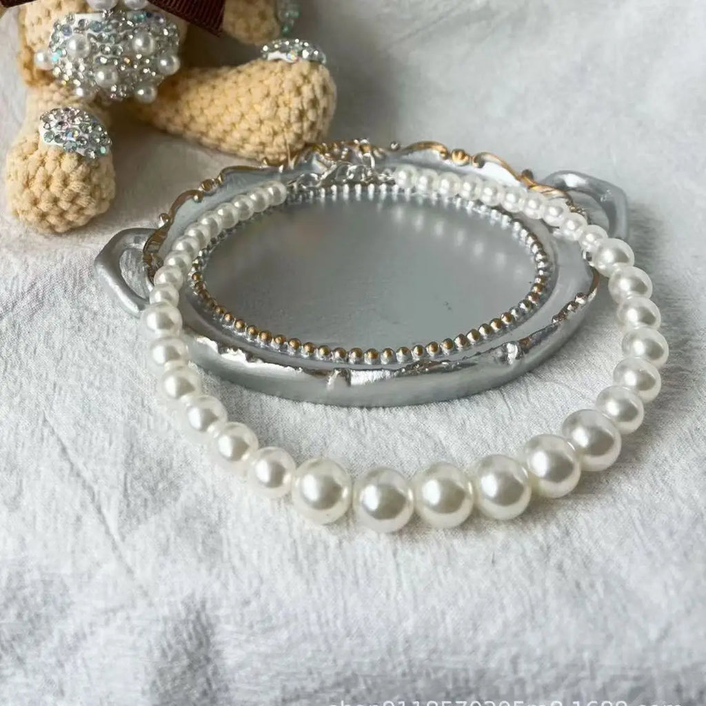 Luxury Pearl & Crystal Pet Collar — Elegant Dog & Cat