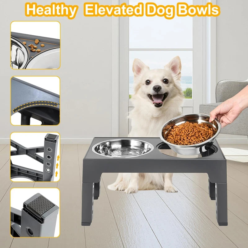 Elevated Dog Bowl Stand — Adjustable Height Feeder