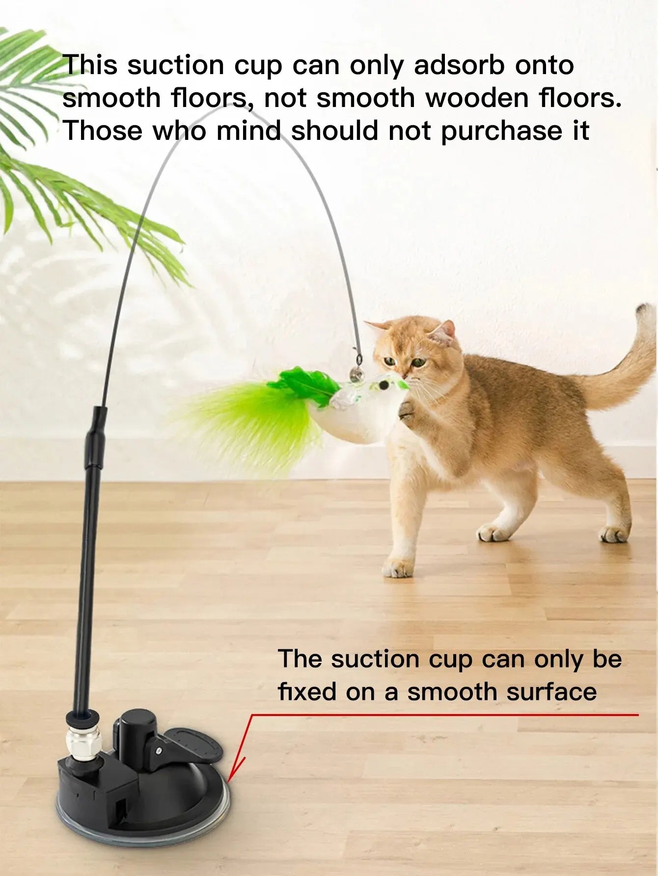 Interactive Cat Toy — Feather Wand & Suction Cup