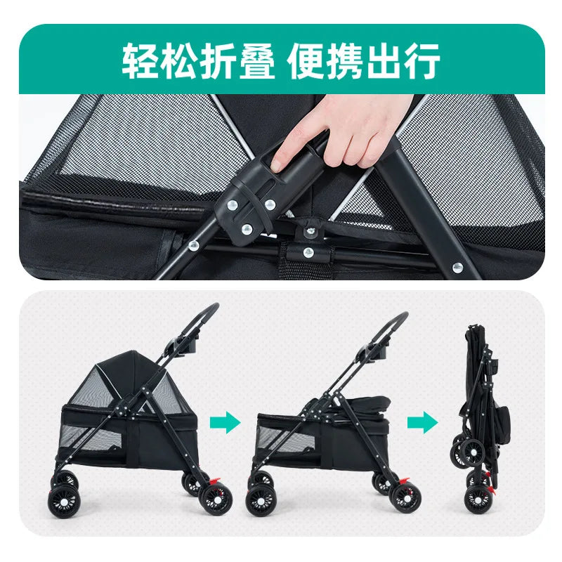 Foldable Pet Stroller — Comfortable Dog & Cat Pram